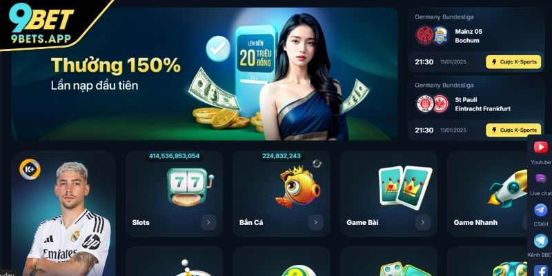 Thưởng 150% lần nạp đầu tiên